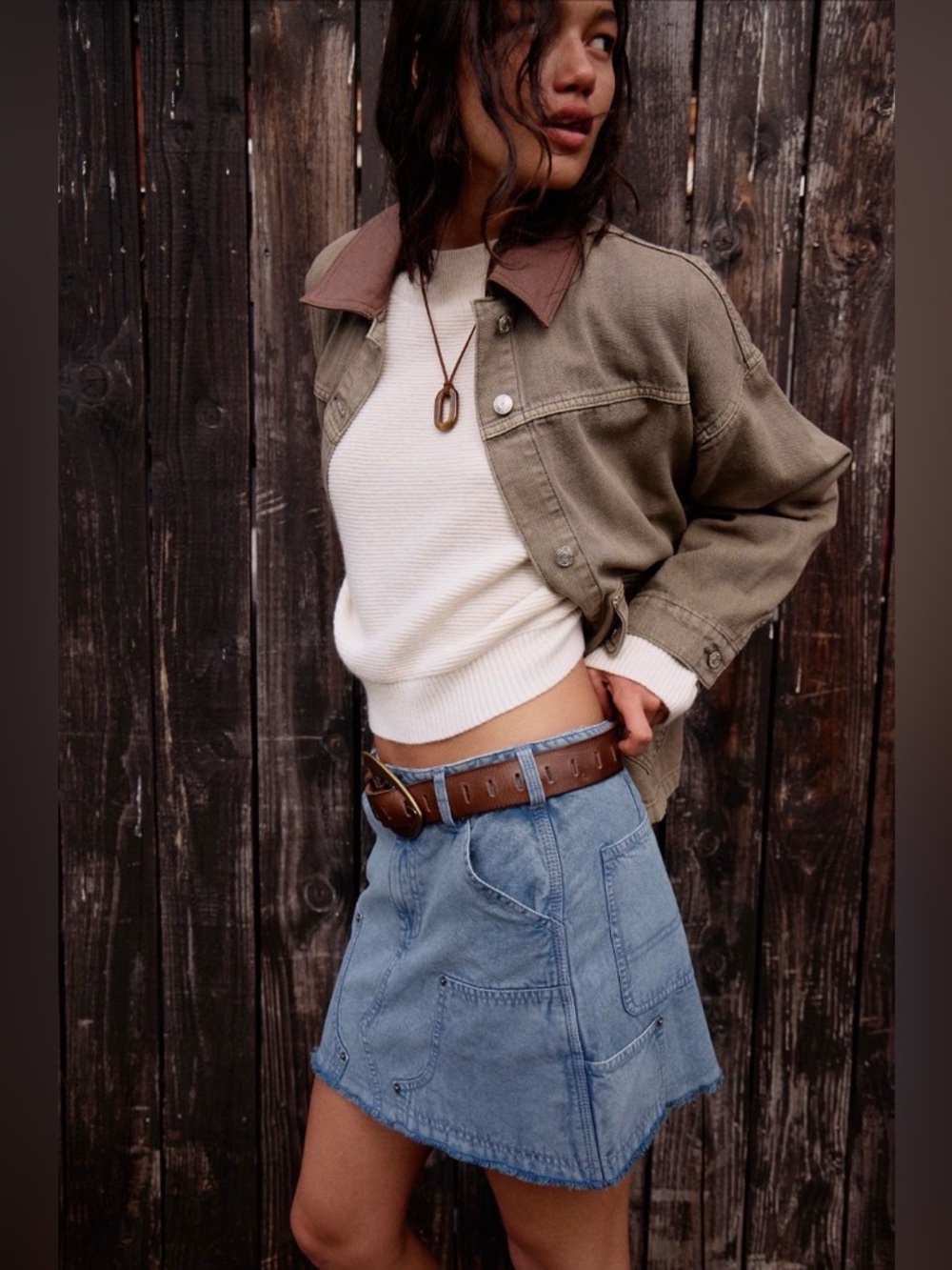 FREE PEOPLE We The Free Tenon Distressed Mini Skirt - Picture 1 of 16